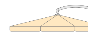 Parasol déporté avec volants